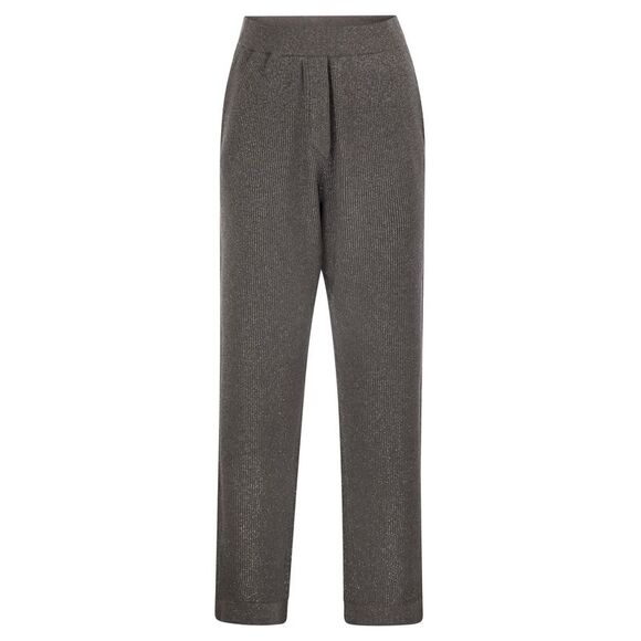 Brunello Cucinelli Women English Rib Cotton And Viscose Pants